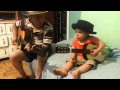 Father and son sing I love you with guitar & hats ...
