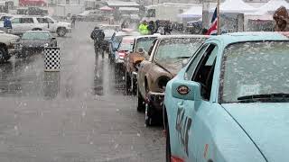 Snowstorm during Road Atlanta 24 Hours of Lemons inspections