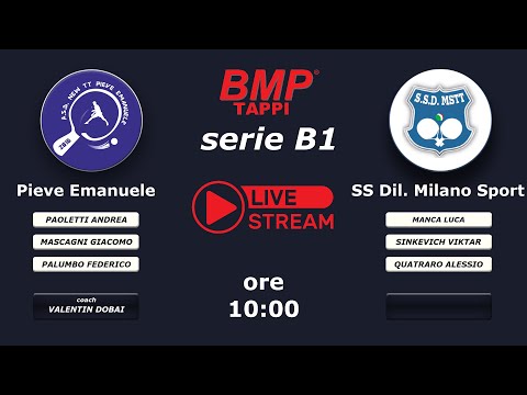 B1 Live - ASD New TT Pieve Emanuele vs SS Dil. Milano Sport Tennistavolo  - 15/05/2022