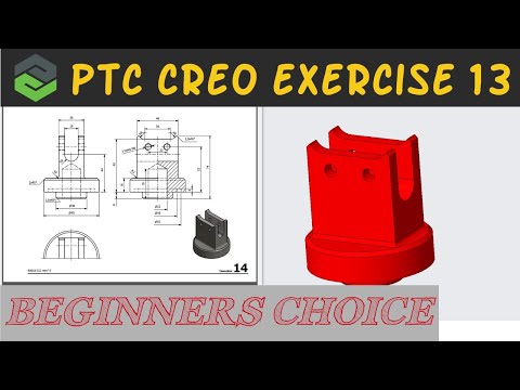 PTC Creo parametric 7.0||Basic 3D Modelling||Simple Drawing Exercise-13||Beginners