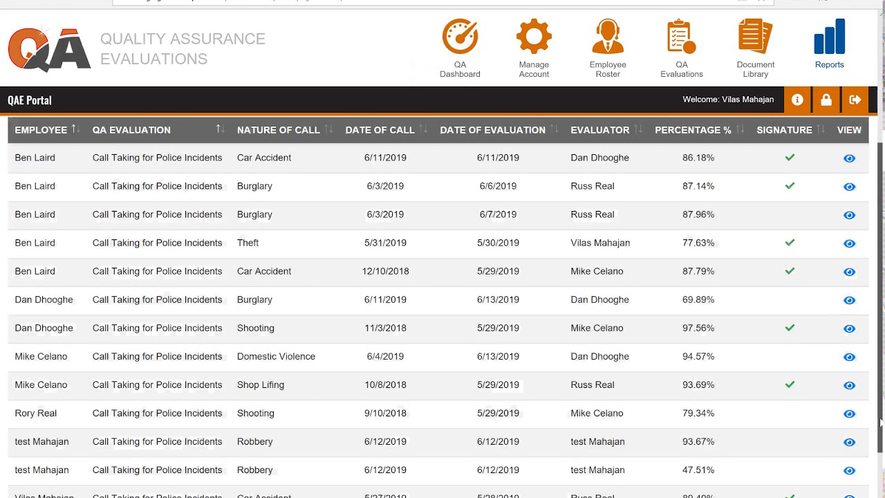 Reports and Document Library for Quality Assurance