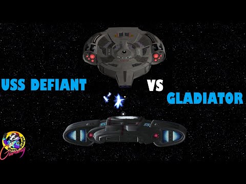 USS Defiant VS Gladiator Attack Ship - Both Sides - Star Trek Ship Battles - Bridge Commander