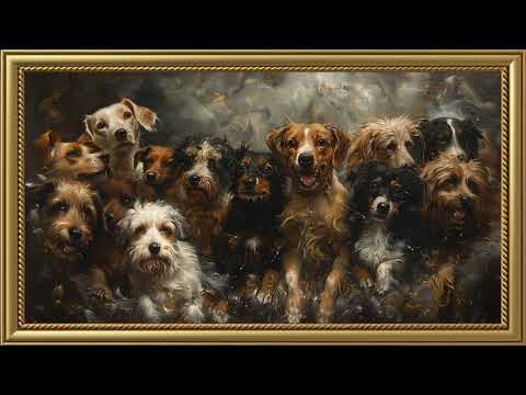Vintage Dogs Portrait Painting | Gold Frame TV Art Screensaver for TV Wallpaper