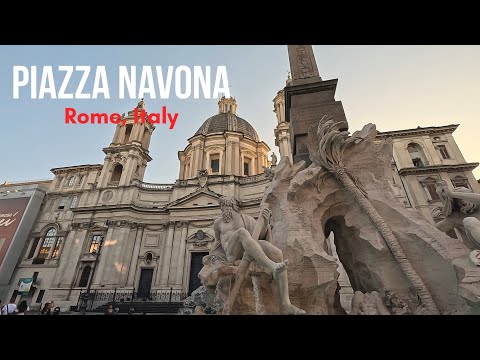 Piazza Navona Walk – Baroque Rome at Sunset | 4K City Sound