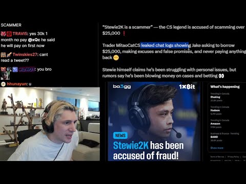 xQc Reacts to Stewie2K Exposed for Being a Scammer in The CS Community