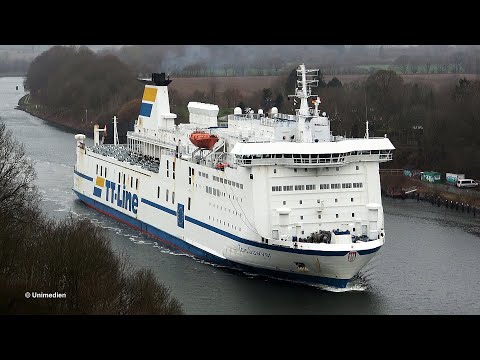 Tom Sawyer | TT-Line ferry full with new TESLA cars sails through Kiel Canal to Sweden | 4K-Video