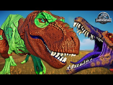 Ninja Turtles T-REX Vs Captain America Spinosaurus, I REX Jurassic World Evolution 2 Dinosaurs Fight