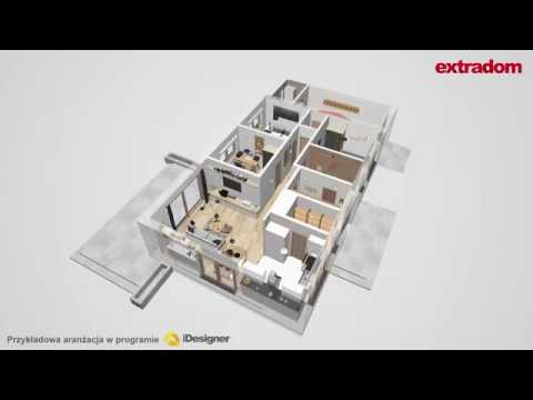 Projekt domu parterowego - dom Terrier 4 z garażem WRL1043 - do 100 metrów - spacer 3D