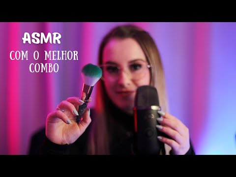 ASMR CAMERA BRUSHING & MOUTH SOUNDS | Luz escurinha para dormir rápido | Binaural | Visual Trigger