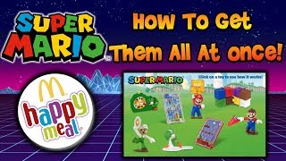 Super Mario 2018 McDonalds Happy Meal Trick! How To Get All The Toys At Once!
