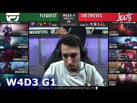 FlyQuest vs 100 Thieves | Week 4 Day 3 S10 LCS Spring 2020 | FLY vs 100 W4D3