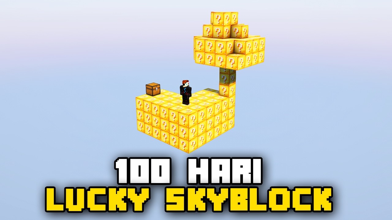 100 Hari Minecraft Tapi Lucky Skyblock Thumbnail