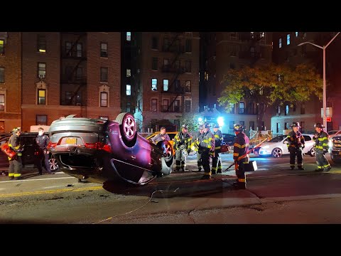 FDNY, NYPD, FDNY EMS, BronxCare EMS Operate On Scene Of An Overturned Car On Grand Concourse