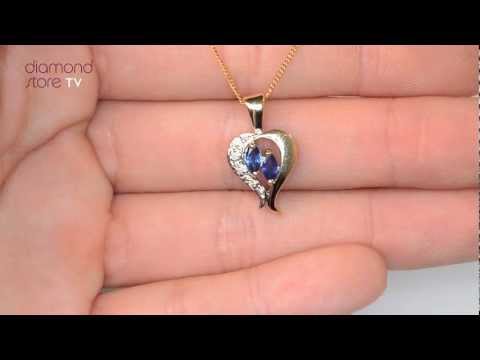 B3240 - Sapphire 5 x 3mm And Diamond 9K Yellow Gold Pendant