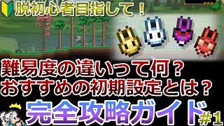 【テラリア】脱初心者講座！日本語化や難易度の違い、おすすめの初期設定などを解説します！完全攻略ガイド#1