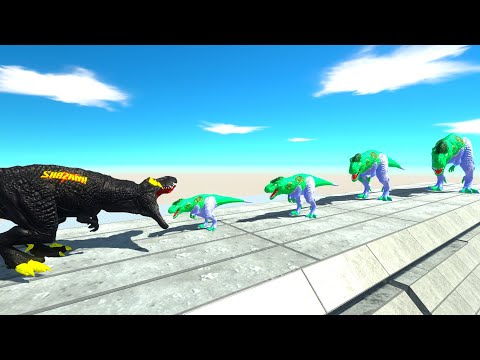 BATTLE 4 SIZE of HULK T-REX  -  Animal Revolt Battle Simulator ARBS