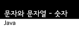 Java - 숫자와 문자열 - 숫자