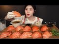 SUB Homemade Giant Salmon Sushi Mukbang ASMR Eating Sounds