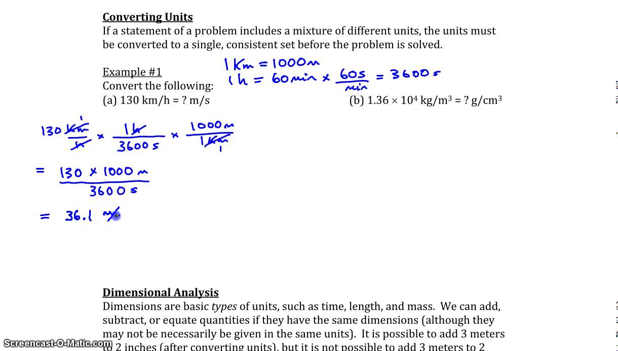 Chapter 1, Example #1 (Converting units)