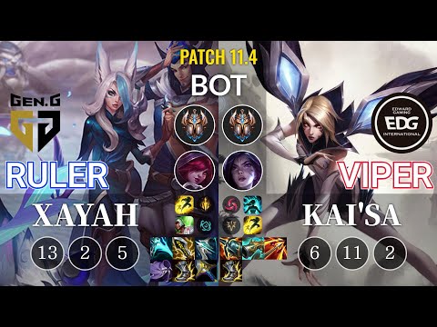 GEN Ruler Xayah vs EDG Viper Kai'Sa Bot - KR Patch 11.4