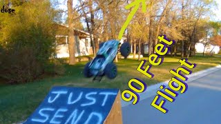SEND IT !! X-Maxx 8s 90 feet  Ramp Jump(TOTAL CARNAGE)- RC Overdose