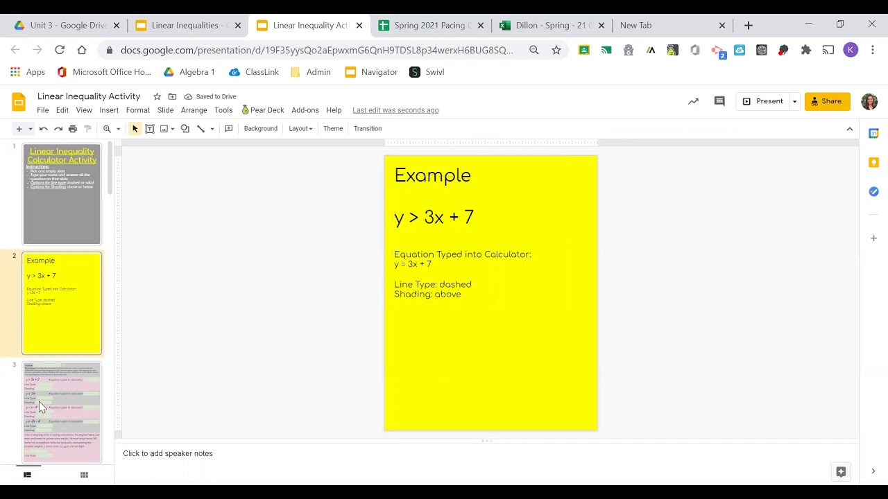 Instructions - Linear Inequality Calculator Activity