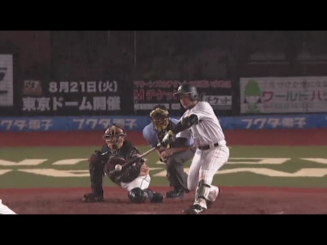 【8回裏】勝負強いバッティング!! マリーンズ・田村の右中間を破る同点タイムリー3ベースヒット 2018/7/6 M-F