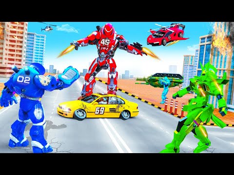 Flying Limo Police Helicopter Car Robot Games#08
