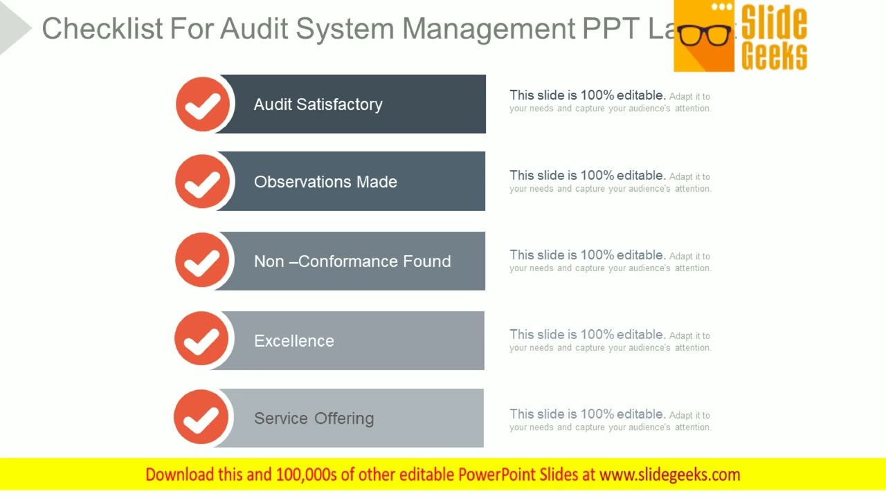Checklist For Audit System Management Ppt PowerPoint Presentation Background Designs