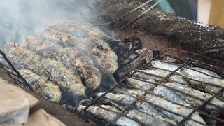 AMAZING STREET Grilled Sardines STYLE | Salty BBQ Sardine