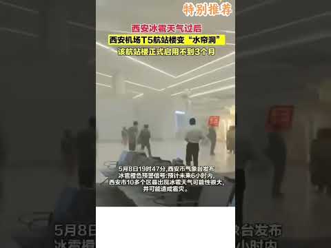 人工降雨变冰雹，西安机场航站楼变水濂洞。 #funny #大熱門 #搞笑 #news #中国 #热点