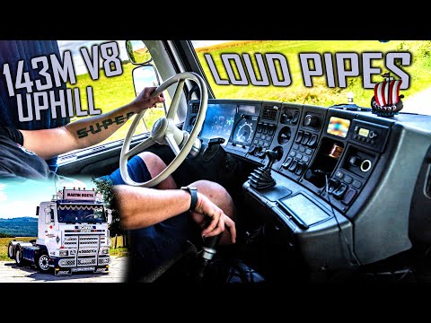 DRIVING THE BEAST: Scania 143M 500 V8 Martin Kozyk // *Loud Pipes* *Manual* *Uphill*