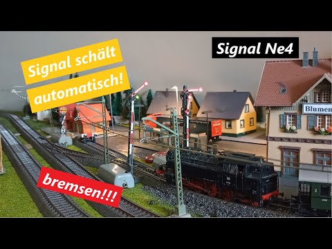 Modellbahn Blocksteuerung und Bremsstrecke!  Altes Märklin Signal schält automatisch, ohne Software!