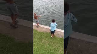 Needed dad’s help getting that drum off the hook! #fish #fishing #drumfish