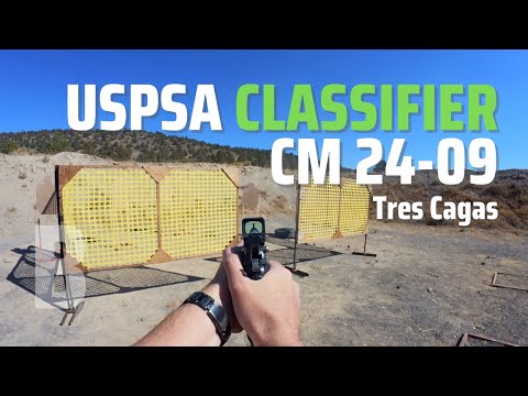 USPSA Classifier: CM 24-09 Tres Cajas | 61.70% #uspsa #carryoptics #practicalshooting