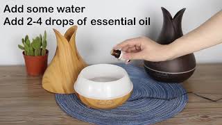 New 400ml Electric Aroma Essential Oil Diffuser Ultrasonic Vase Humidifier with Wood Grain