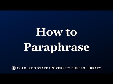 How to Paraphrase
