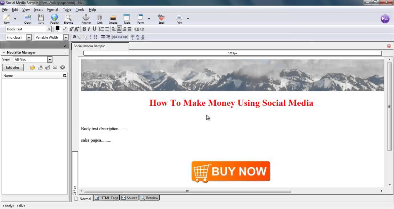 How To Create A Website Using Html - How To Use NVU HTML Editor Create A Website