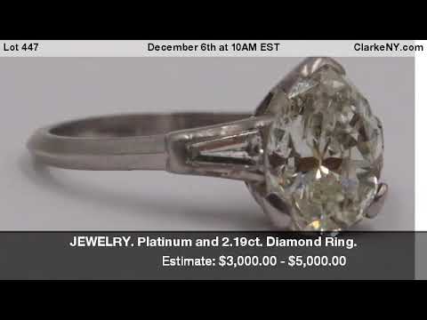 JEWELRY. Platinum and 2.19ct. Diamond Ring.