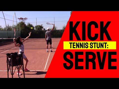 Tennis Stunt: Kick Serve Lesson with 10-Year-Old / Fun Tennis Drill 😅