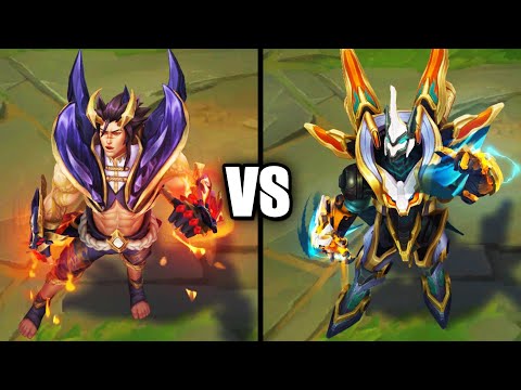 Obsidian Dragon Sett vs Mecha Kingdoms Sett Epic Skins Comparison (League of Legends)