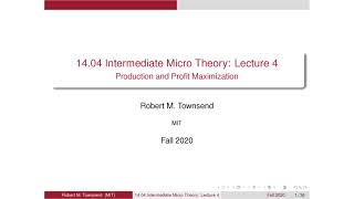Lecture 4: Production and Profit Maximization