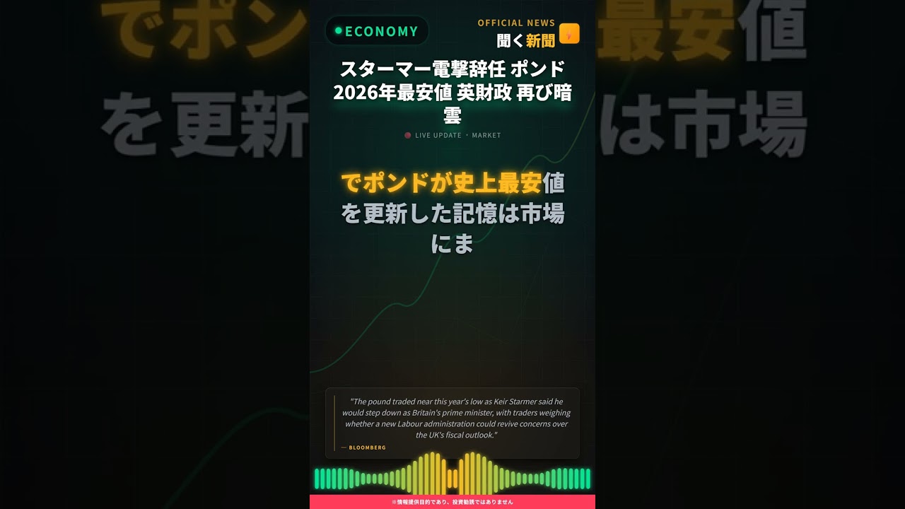スターマー電撃辞任 ポンド 2026年最安値 英財政 再び暗雲