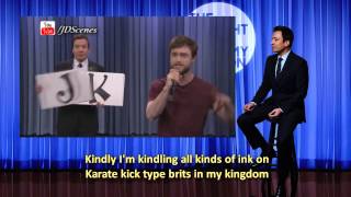 Daniel Radcliffe Singing Rapping Alphabet Aerobics Lyrics on Screen