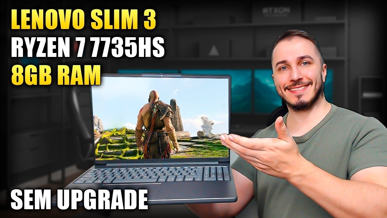 Miniatura da avaliação em vídeo de Notebook Lenovo Slim 3 AMD Ryzen 7 8GB 256GB SSD 15.3 Full HD Linux