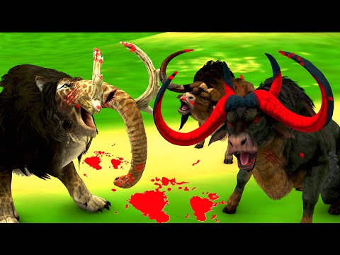 Zombie Animal Fight Video - Baku vs Buffalo Epic Battle | 3D Animated Animals Fights Videos