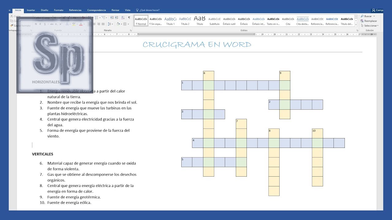 Word - Cómo hacer un crucigrama en Word. Tutorial en español HD