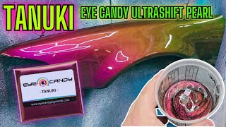 TANUKI ULTRASHIFT PEARL EYECANDY PIGMENTS OVER RUSTOLEUM BLACK SPRAY P