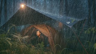 CAMPING HEAVY RAIN in the forest || RELAXING CAMPING HEAVY RAIN