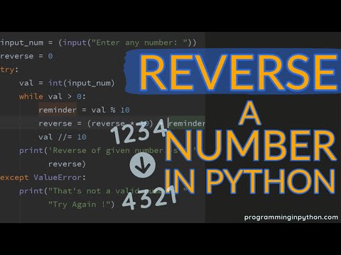 Python Program To Find Reverse Of A Number Programming In Python